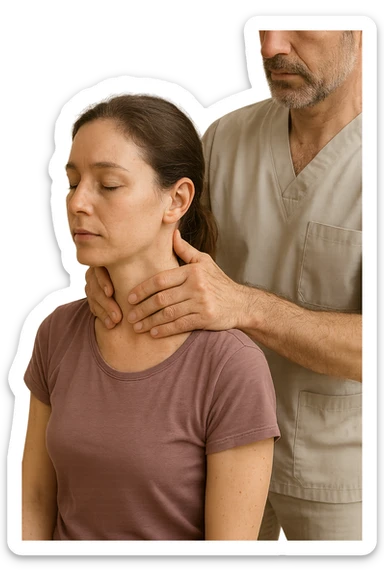 Donna dall'osteopata per il suo problema alla cervicale sticker