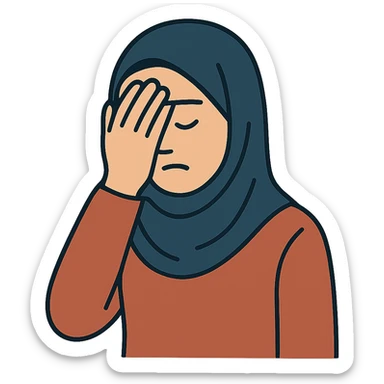 flat toon style woman in hijab facepalming sticker