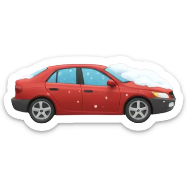 Driving red car in a snow storm sticker
