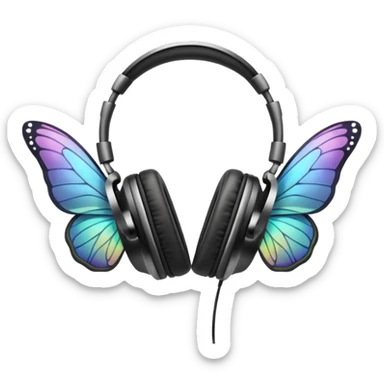 headpones with butterfly wings sticker