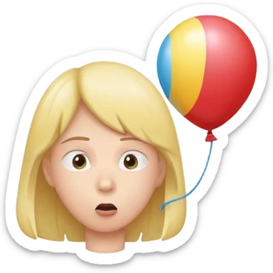 person inflating a balloon with their breath sticker