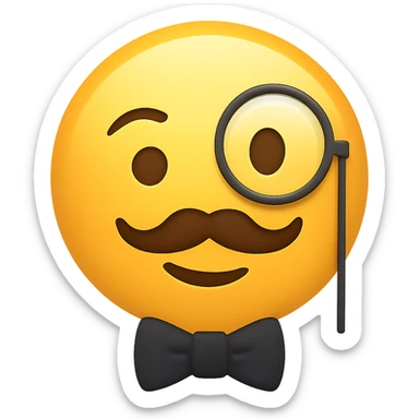 face with monocle and bow tie emoji, digital illustration, no background sticker