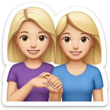 blonde and brunette women holding hands sticker