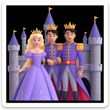 prince and princess disny dress close up photo in castle sticker