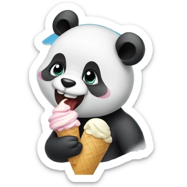 Panda eating ice cream sticker