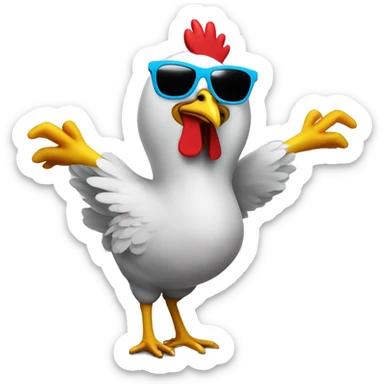 chicken with sunglasses dancing rave lights sticker
