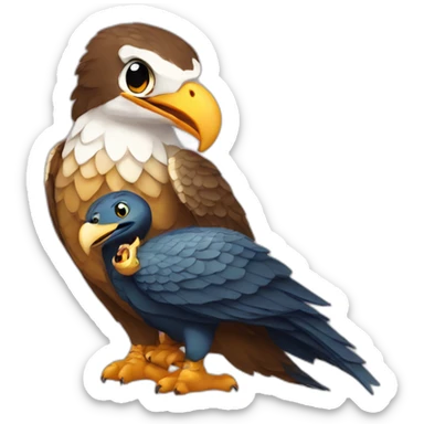 Cute snake hugs the eagle sticker