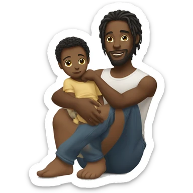 Black Man with dreadlocked hair holding his baby  sticker