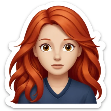 Stefanie Ridel with long red hair, brown eyes sticker