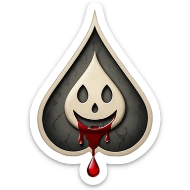 Minimalist emoji-style sticker of a gothic paper with “your soul” in blackletter, desaturated blood drop as signature, grayscale ink and parchment texture



 sticker