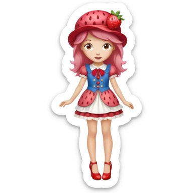 pretty and cute realistic modern day strawberry shortcake full body with high heels sticker