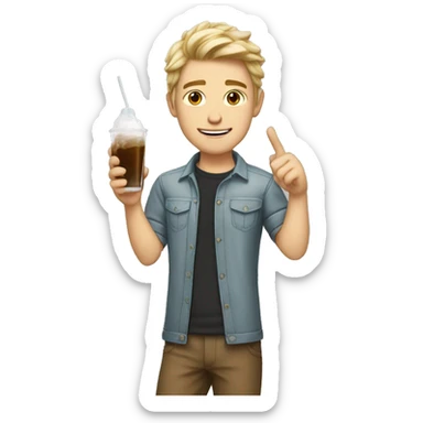 Change the hair and remove the drink from his hand and give him white skin colour sticker