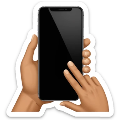 one hand showing iphone 17 pro with black screen frontal view, only hand and phone sticker