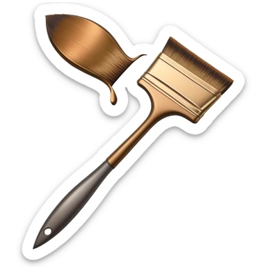 A paintbrush that transforms into a human metal silhouette, symbol of artistic identity sticker