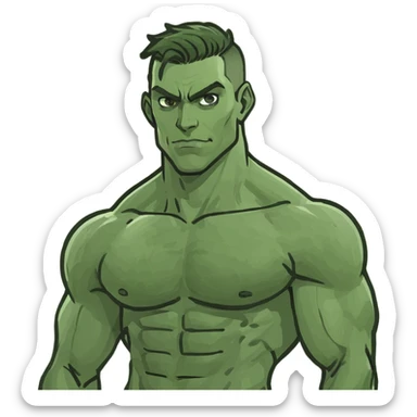 Create a phone where there is a very muscular man. And in that muscular man’s hands there is a very skinny man sticker