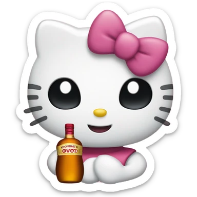 Hello kitty crying tears holding Hennessy bottle😭  sticker