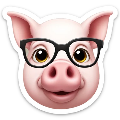 A pig with glasses sticker