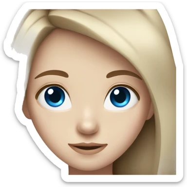 Girl with long brown hair blue eyes pale skin sticker