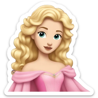 Princess Aurora Sleeping Beauty Blonde curls and Pink ballgown sticker