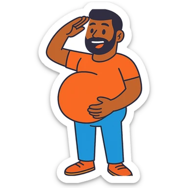 pregnant man saluting sticker