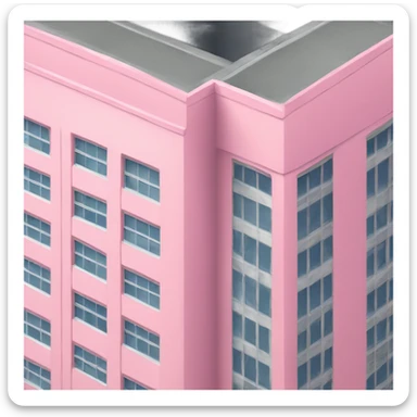 pink university building looking like a skyscraper sticker
