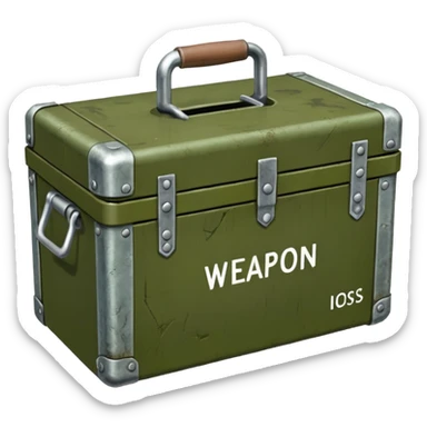 green military box with with an inscription weapon sticker