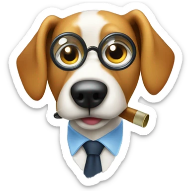 dog detective with a magnifying glass sticker