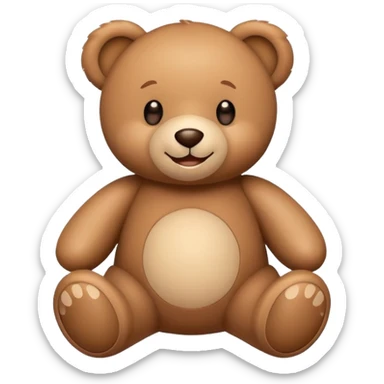 A teddy bear toy with a cute smiling face sticker