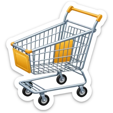 Shopping cart from an overhead view in a comic book style sticker