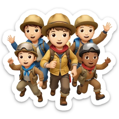 group of kids from the Goonies on adventure sticker