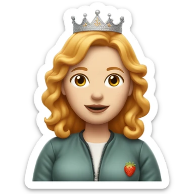 Strawberry blonde woman pregnant wearing a cool jacket and crown  sticker