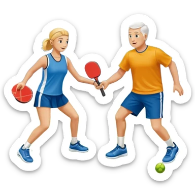 two people playing pickleball sticker