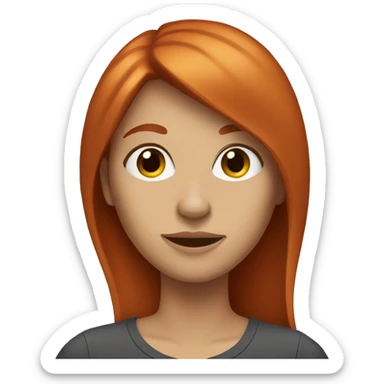 A selfie of a redheaded woman with straight hair sticker