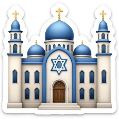 reform jewish synagogue similar in architecture to historical churches (pretty and magnificent), white in color, in ios emoji style sticker