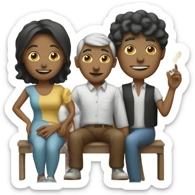 cigarette personified as a man with wife and kids  sticker