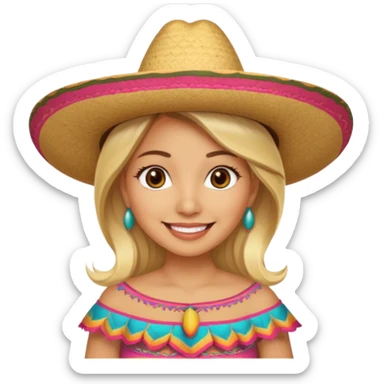 Blonde Mexican woman with a sombrero smiling sticker