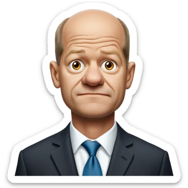 photorealistic Olaf Scholz embarrassed, guiltily shrugs sad sticker
