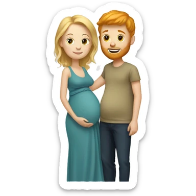 Pregnant blonde with ginger boy  sticker