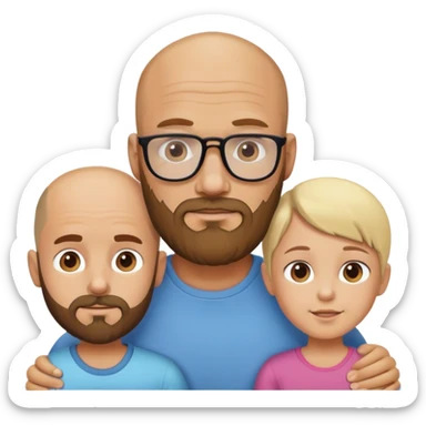 Cool bald dad with beard, who had a blond daughter and brunette son  sticker