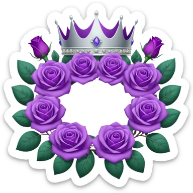 Purple rose with silver tiara and a purple emblem leaf wreath sticker