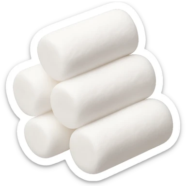 Make the cylindrical marshmallows smaller, keep the style and background the same as in the reference images. sticker
