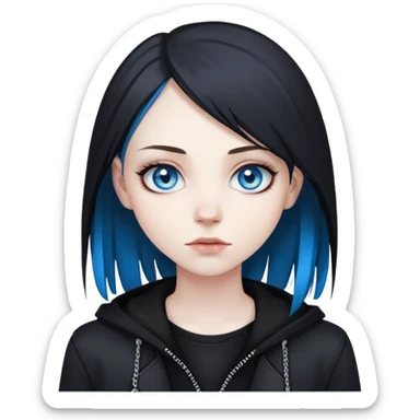 Female with pale skin and blue eyes. Emo in style sticker