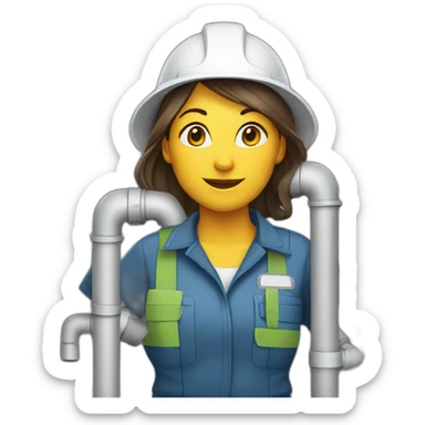 woman worker standing next to water pipes sticker