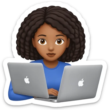black girl working on a MacBook laptop sticker