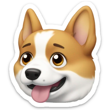 Corgi with droopy ears, teary eyes, and a little cloud above its head, looking heartbroken sticker
