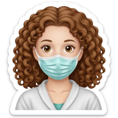 pale white girl with long brown curly hair spa day sticker