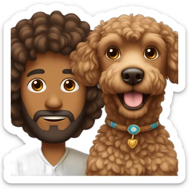A brown poodle and a Indian man sticker