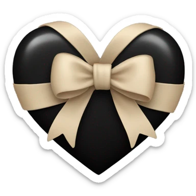black heart with beige bow sticker