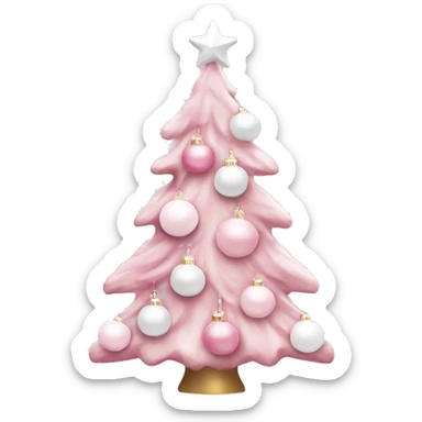 Pastel pink Christmas tree with pink and white ornaments  sticker