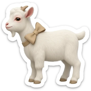 cute goat with a beige bow sticker